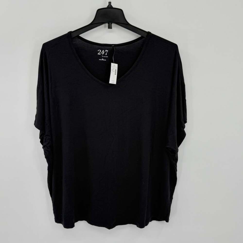 Maurices 24/7 Women’s 0X Black Oversized V Neck Dolman Sleeve Top NWT